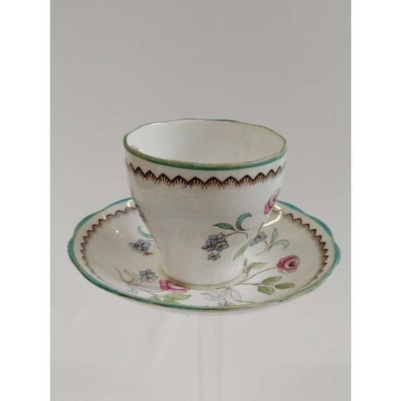 Vtg, Antique Roslyn Derwent Cup Saucer Pink, Blue - Picture 4 of 6